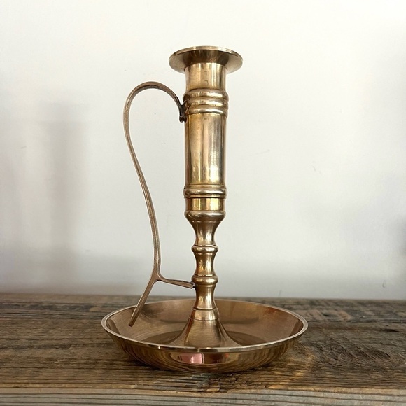 Brass tall chamber candlestick - Picture 1 of 5
